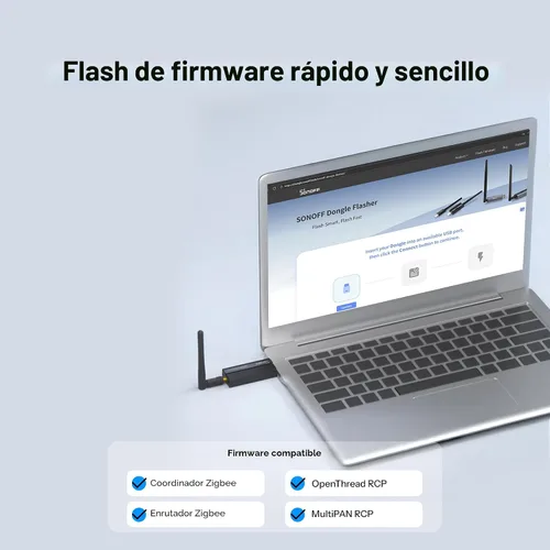 Vista 6 de SONOFF Zigbee 3.0 USB Dongle Plus-E Puerta de enlace, Adaptador USB Zigbee inalámbrico universal con antena para Home Assistant, Open HAB