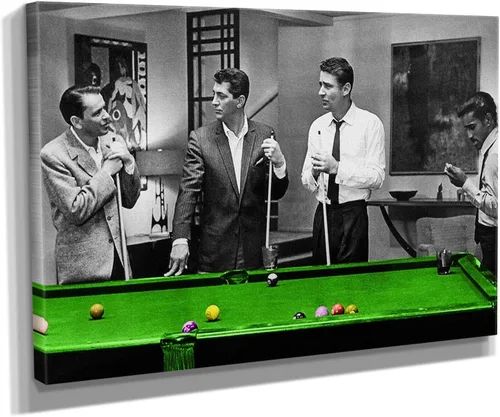 Vista 6 de Rat Pack Playin Pool Arte de Lienzo Colorido Decoración de Pared para el Hogar - Varios Tamaños (5 Piezas Mega)