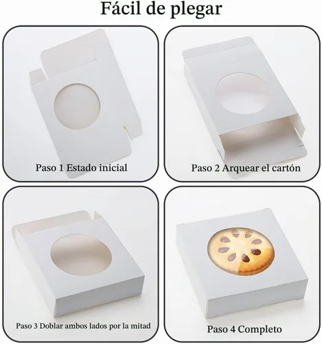 Vista 4 de Bssay 60 cajas pequeñas de embalaje de jabón de 4.3 x 4.3 x 1.2 pulgadas, cajas de papel cuadradas blancas con ventana redonda transparente