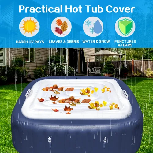 Vista 5 de Cubierta Inflable para Jacuzzi Tapa de Ahorro de Energía para Jacuzzi al Aire Libre, Cubierta Protectora Resistente al Viento e Impermeable