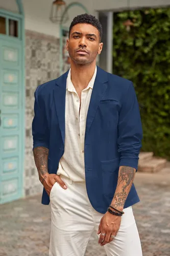 Vista 2 de COOFANDY Men's Casual Linen Sport Coat Lightweight Travel Blazer Modern Suit Jacket