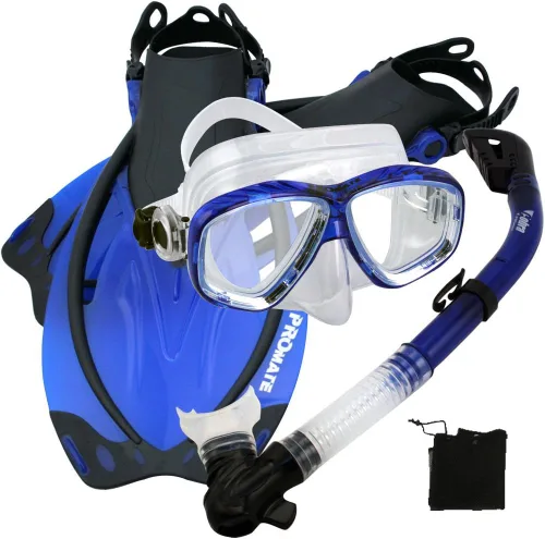Vista 2 de Promate Juego de esnórquel con máscara de snorkel con aletas Ti/Bk