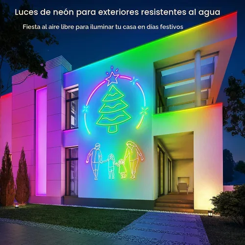 Vista 6 de SINLEY Tira de luces LED de neón de 20 pies, control con aplicación/control remoto, luces LED flexibles, múltiples modos, IP68 luces de neón RGB