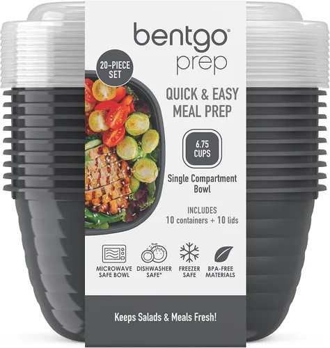 Vista 8 de Bentgo Prep - Tazones con 1 compartimento con tapas de ajuste personalizado, reutilizables, para microondas, duraderos, sin PFAS y BPA, aptos