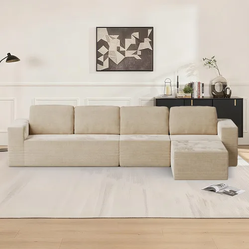 Vista 6 de Furnify Sofá modular tapizado de espuma de 30", Sofá de piso tapizado con almohada, Silla puf para dormitorio y sala de estar, No requiere