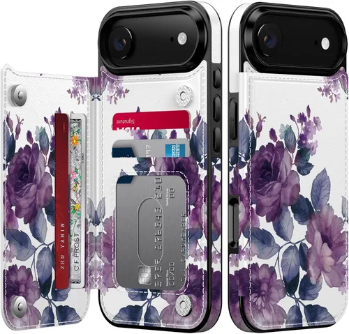 Vista 36 de FUNMIKO Funda tipo cartera para iPhone 13 con tarjetero, bloqueo RFID, protección de grado militar y obras de arte impresas con rayos UV, cierre
