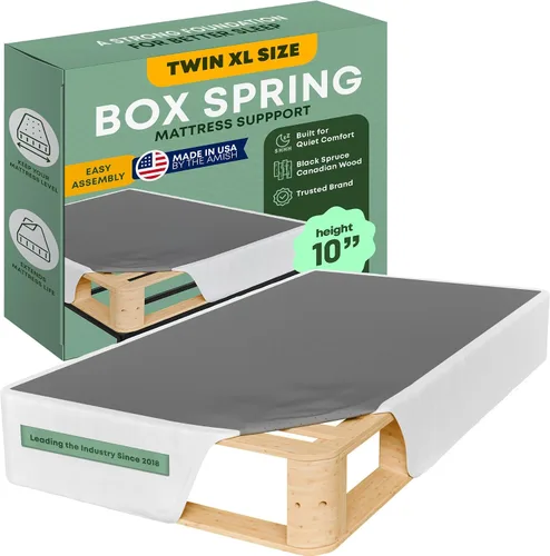 Vista 12 de Greaton, 10” Twin Box Spring Only for Twin Size Bed – Amish-Made in The USA – Solid Wood Mattress Foundation with Stable & Quiet Support