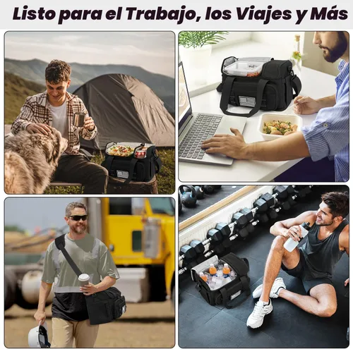 Vista 7 de Fiambrera para hombres y mujeres, bolsa de almuerzo aislada de 15 litros con compartimento caliente/frío