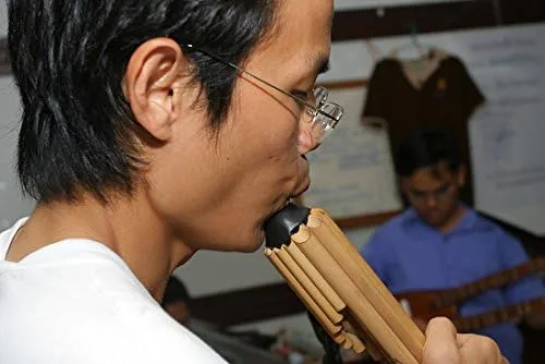 Vista 3 de Instrumento musical tailandés Dm Key Wot Vot Flauta Panpipe de bambú, órgano de boca de bambú, aerófono, instrumento musical artesanal tradicional