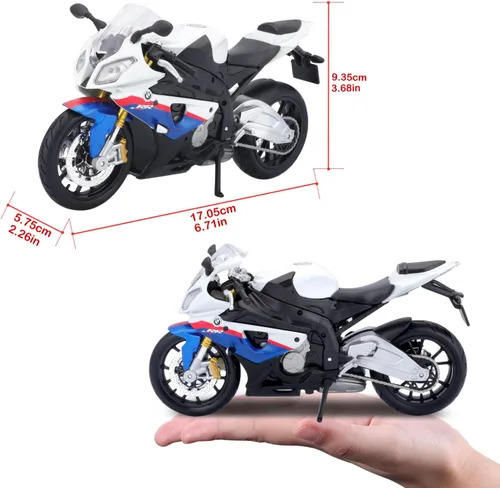 Vista 7 de Maisto 1/12 BMW S1000Rr Motocicleta, Blanco/Rojo/Azul Multi