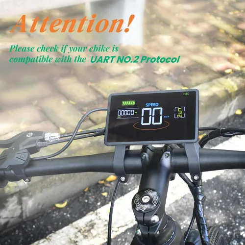 Vista 2 de Pantalla Ebike, protocolo UART No. 2, computadora de ciclismo colorida de 24 V-60 V con puerto de carga para dispositivos móviles, pantalla LCD