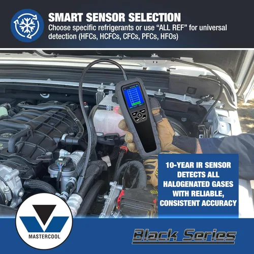 Vista 3 de Detector de fugas de refrigerante infrarrojo de serie negra Mastercool 55600-A – Sensor IR de 10 años, selección inteligente de refrigerante