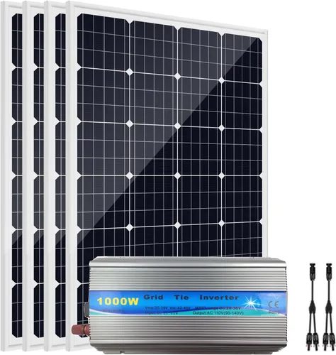 Vista 12 de Kit de panel solar con lazo de rejilla de 480 W y 12 V con inversor: 4 paneles solares mono de 120 W + 1000 W en rejilla MPPT Smart Microinversor