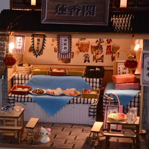 Vista 6 de Kit de casa de muñecas en miniatura con muebles, estilo chino 3D, casa de muñecas en miniatura de madera, kit de casa de muñecas en miniatura