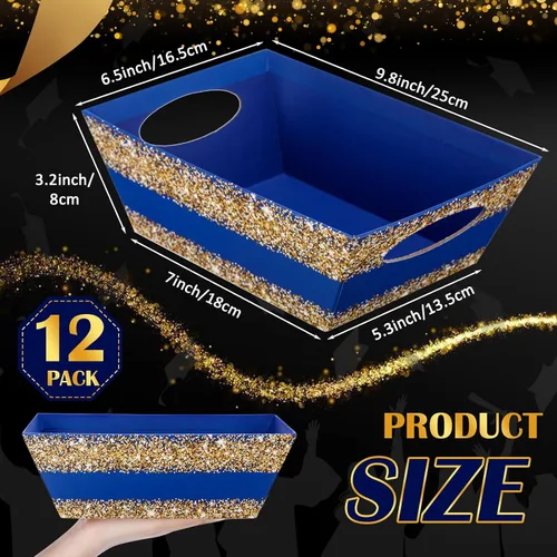 Vista 2 de Thenshop 44 Piezas Canasta para Regalos Canasta de Regalo Vacía a Granel Incluye 12 Bandejas de Cartón 12 Bolsas de Plástico y 20 Lazos Decorativos