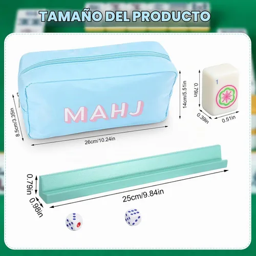 Vista 2 de Soulchen Mini juego de azulejos Mahjong americanos para viajes, viajes