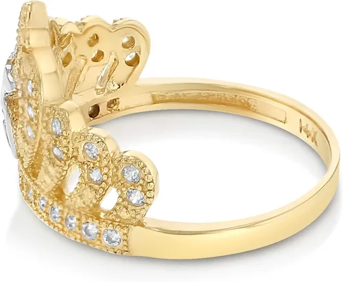 Vista 3 de Ioka - Anillo de quinceañera de princesa de 15 años con circonita cúbica de oro macizo de 14 quilates