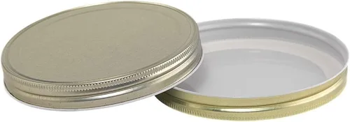 Vista 2 de North Mountain Supply Tarro de fermentación/conservas de 110 CT de boca ancha de vidrio de 1/2 galón con tapa de metal dorado