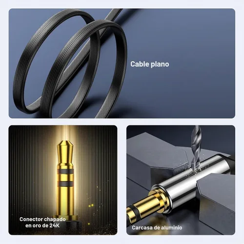 Vista 3 de Cable conector Ugreen de 0.14 pulgadas. Entrada de audio auxiliar a un ángulo recto de 90 grados para Apple (iPhone, iPod, iPad), Samsung