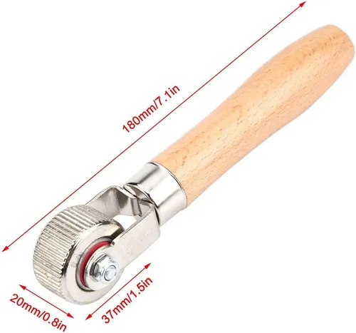 Vista 3 de KIMISS Herramienta de reparación de parches de neumáticos para rueda de automóvil con mango de madera y rodillo de rodamiento de bolas, cosedor