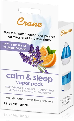 Vista 2 de Crane Almohadillas humidificadoras de naranja lavanda natural con vapor calmante, ajuste universal para humidificadores e inhaladores, 12