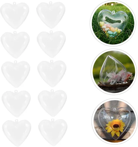 Vista 8 de 10 adornos de corazón rellenables para manualidades, adornos de Navidad en forma de corazón transparente para árbol de Navidad, boda, decoración