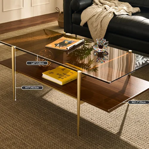 Vista 59 de Saint Mossi - Mesa de café moderna para sala de estar, mesa de café redonda de mediados de siglo, mesa central de 2 niveles para espacios pequeños