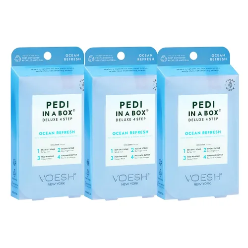 Vista 10 de VOESH Pedi in a Box - Potenciador de energía de eucalipto de 4 pasos, paquete de 3, juego de pedicura, pedicura en casa, pedicura de spa, remojo