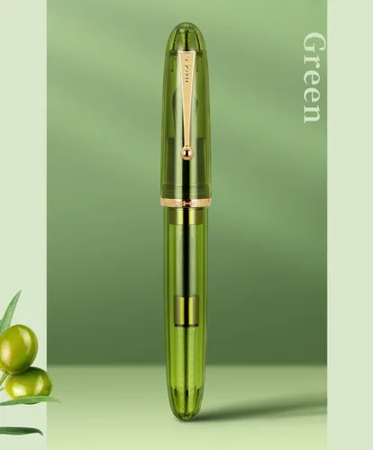 Vista 6 de Jinhao 9019 - Pluma estilográfica acrílica, punta de latido del corazón de 0.020 in con convertidor de tinta, bolígrafo de escritura suave de diseño