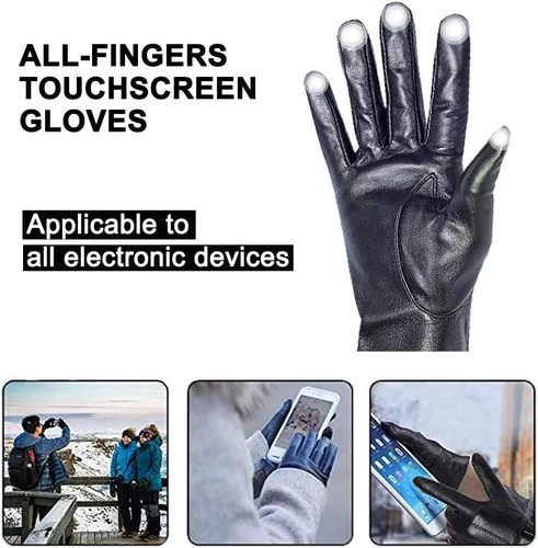 Vista 4 de Womens Long Leather Gloves Winter Touchscreen Opera Evening Dress Driving Gloves