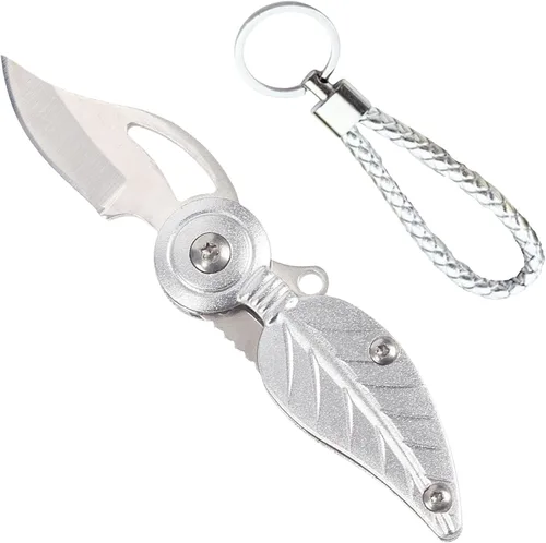 Vista 8 de Mini cuchillo de bolsillo para mujer con cadena, gadget genial, cuchillo Edc, lindo accesorio para llaves (negro)