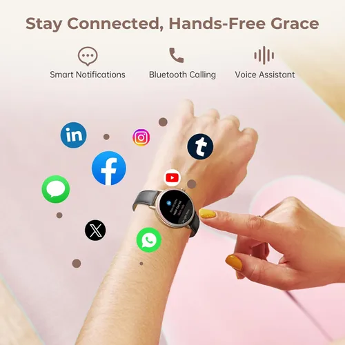 Vista 6 de Relojes inteligentes para mujer, 1.27 pulgadas, HD, redondos, rastreadores de actividad física para mujer, con monitor de frecuencia cardíaca, SpO2