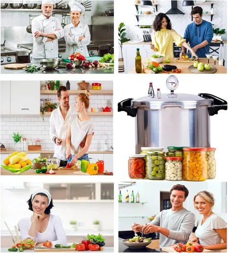 Vista 8 de Ollas a presión de alta capacidad con estante para cocinar olla a presión de conservas de 15 cuartos con manómetro Válvula de seguridad a prueba