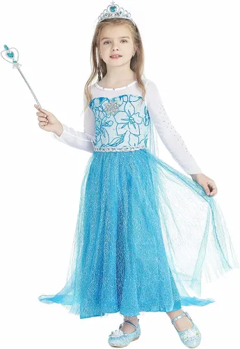 Vista 6 de Princess Costumes for Girls Dress Up Clothes for Little Girls Toddler Costume with Accessories Crown Christmas Birthday Party