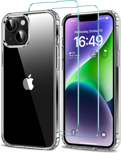 Vista 59 de HOOMIL Funda para iPhone 11 con 2 protectores de pantalla de vidrio templado, no amarillea, protección contra caídas, arañazos, transparente, parte
