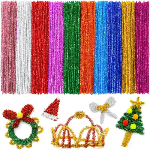 Vista 15 de IOOLEEM Limpiadores de tubería negros, tallos de chenilla para manualidades DIY y decoraciones de fiesta, suministros para arte y manualidades.