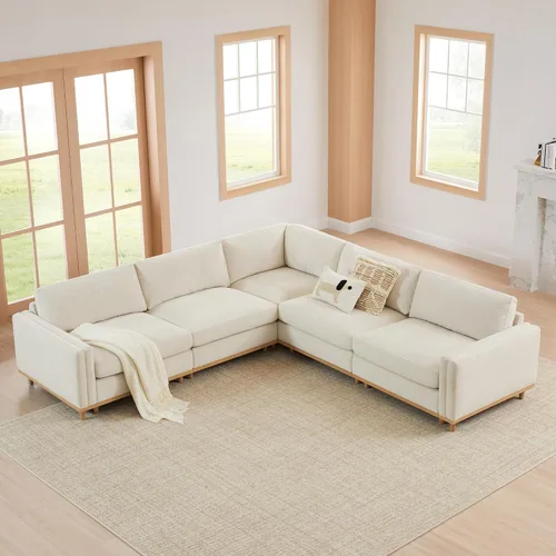 Vista 17 de CHITA 118" Sofá Modular Seccional Convertible de Lujo Super Grande en Forma de L, Sofá Moderno Relleno de Plumón Certificado FSC, Sofá de Nube