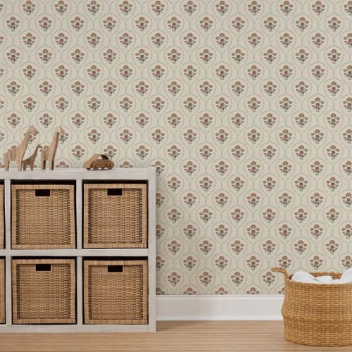 Vista 7 de Spoonflower Papel tapiz floral de granja para despegar y pegar