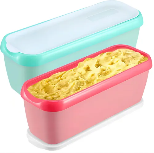 Vista 8 de Juego de 2 Recipientes para Helado, Recipiente de Helado de 1.5 Cuartos, Recipientes de Helado Casero Reutilizables con Contenedor de Almacenamiento
