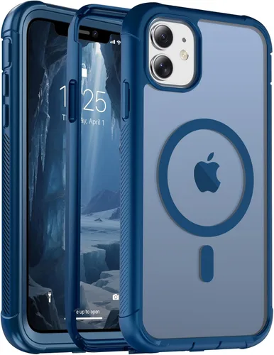 Vista 28 de jaroco - Funda magnética compatible con MagSafe para iPhone 11 de 6.1 pulgadas; protección de grado militar contra caídas, de doble capa