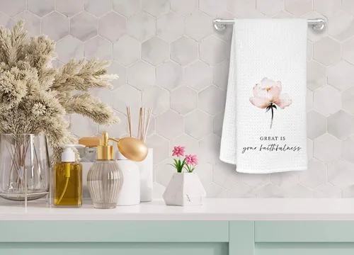 Vista 3 de ZJSYXXU Juego de 2 paños de cocina con versículo bíblico cristiano con versículos bíblicos para mujeres, toallas de mano para cocina y baño