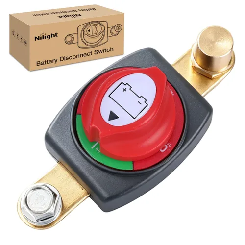 Vista 30 de Nilight Battery Disconnect Switch with Waterproof Key and Cover 12V 24V On Off Battery Master Isolator Cut Off Power Kill Switch for Car Marine Boat