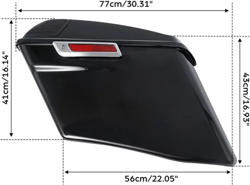 Vista 4 de TCT-MOTORPARTS Alforjas extendidas estiradas de 4 pulgadas con sistema LED de guardabarros trasero con lente roja para Harley Touring CVO Road King