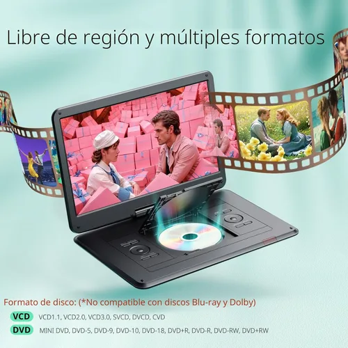 Vista 3 de YOTON Reproductor de DVD portátil de 17.5 pulgadas con pantalla giratoria HD de 15.6 pulgadas para automóvil y niños, 4-6 horas de tiempo de trabajo
