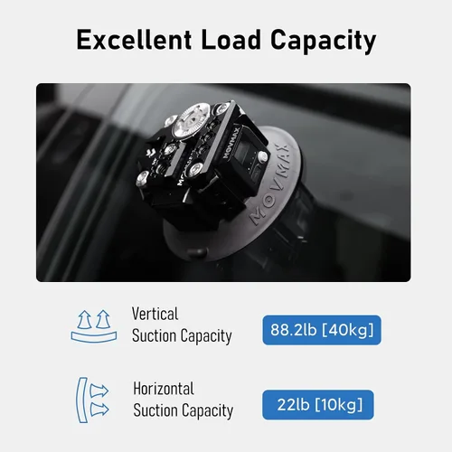Vista 8 de MOVMAX Soporte de Cámara Electrónica Solar con Ventosa, Soporte de Succión de Metal de 4.5" con Orificios de Montaje de 1/4" y 3/8" para ARRI
