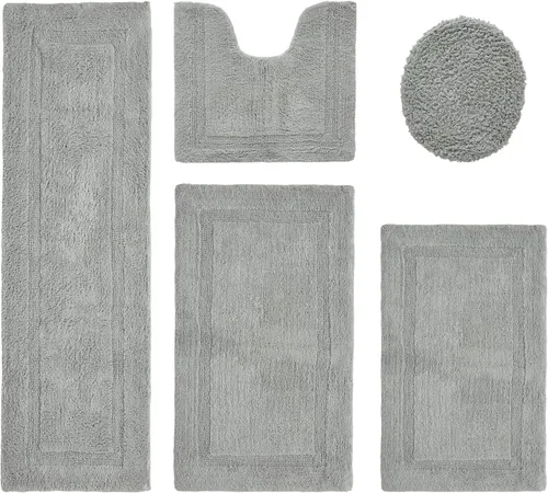 Vista 26 de Better Trends - Juego de 2 alfombras de baño 100% algodón, extra suaves, con borlas, de 17" x 24", alfombra de baño superabsorbente y reversible