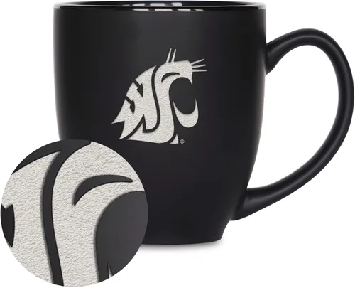Vista 248 de Rico Industries - Taza de cerámica mate negra con grabado láser estándar de 15oz para NCAA (escuelas T & U) - Para bebidas calientes o frías