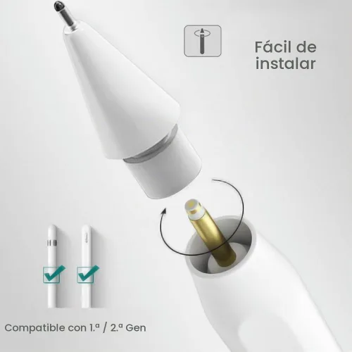 Vista 2 de SIXFU Puntas mejoradas para la punta del lápiz Apple, puntas de repuesto seguras antiarañazos, como puntas de goma de control preciso para Apple Pen