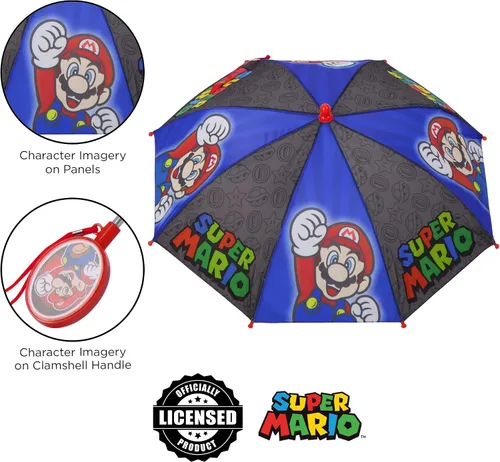 Vista 3 de Nintendo Paraguas para niños, Super Mario para niños pequeños y niños pequeños de 3 a 6 años