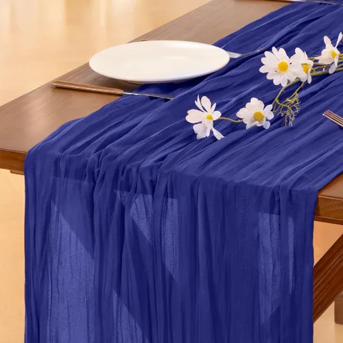 Vista 30 de Socomi - Camino de mesa de gasa, estilo bohemio y rústico, para primavera, Pascua, bodas, fiestas, baby showers y decoración, 120 pulgadas/10 pies
